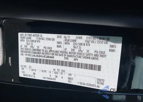 2017 Ford Escape Titanium from USA, damaged, VIN 1FMCU9J92HUE28445